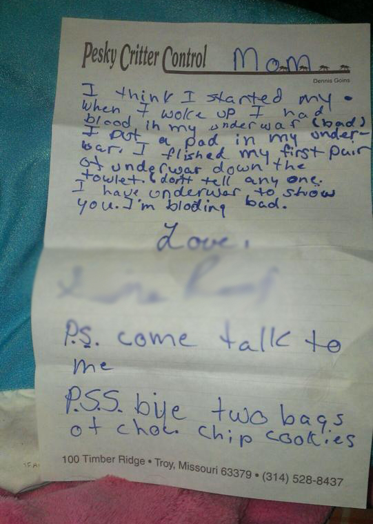Mom saves daughter's embarrassing letter