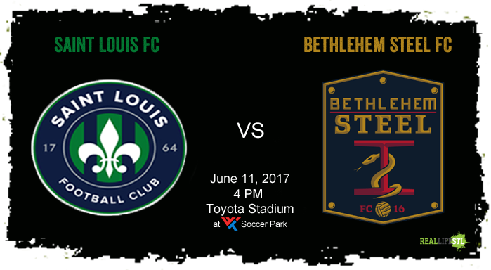 Saint Louis FC welcomes Bethlehem Steel FC to Toyota Stadium on Sunday. The United Soccer League match kicks off at 4 pm at World Wide Technology Soccer Park.