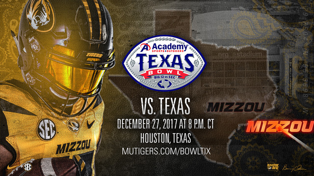 Missouri will play Texas in the Texas Bowl December 27, 2017 in Houston. Drew Lock's Mizzou Tigers have won six games in a row , earning coach Barry Odom a contract extension. 
