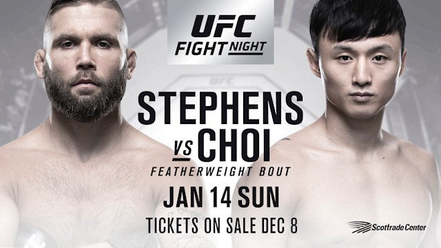 The UFC Fight Night card in St. Louis has been announced with Stephens vs Choi headlining the card and Paige VanZant also fighting that evening.