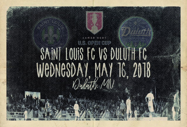 Saint Louis FC takes on Duluth FC on Wednesday, May 16 in the second round of the Lamar Hunt U.S. Open Cup. Kickoff is set for 7 pm in Minnesota.